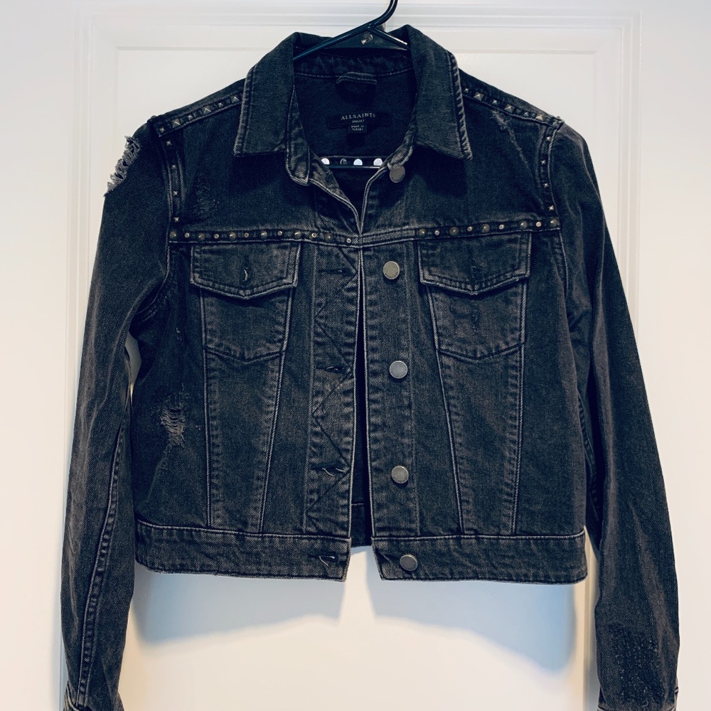 ALLSAINTS Zita Studded Denim Jacket - Size Small